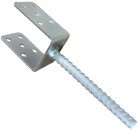 HAFD Adjustable U-Type Silver Fence Post Support 4mm Thick Galvanised Steel, 80mm Width, 3inch Posts, Heavy-Duty Anchor for Fencing and Pergola Posts, Pack of (1)