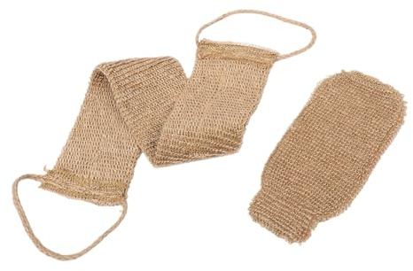 WOFASHPURET 2 Stück Sisal Körperpeeling Handschuh Und Rückenpeeling Mit Langem Streifen Natürliches Material Sanfte Hautreinigung Für Damen Und Herren Bad Dusche Zubehör Tragbar Und Vielseitig