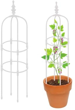 Generisch Obelisk Gartenspalier, Rankhilfe Ranksäule Rankgitter 60cm Bis 180cm hohe Metall Rosenturm für Indoor Outdoor Kletterpflanzen und Blumen Rosenturm Rankgestell(White,20 x 150cm/0.65 x 5ft)