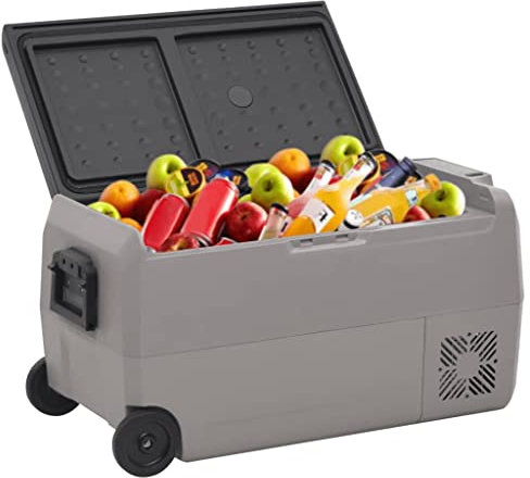 Kangmusi Kühlbox mit Rollen und Adapter Schwarz & Grau 50 L PP & PE,3154639