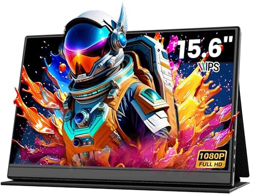 Xyvolve Portable Monitor, 15.6 Inch FHD 1080P IPS Anti-Glare, Dual Type-C HDMI, Built-in Speakers, Ultra-Slim Computer Monitors with Protective Cover, Screen Extend for Laptop PC Mac Phone PS4/5 Xbox
