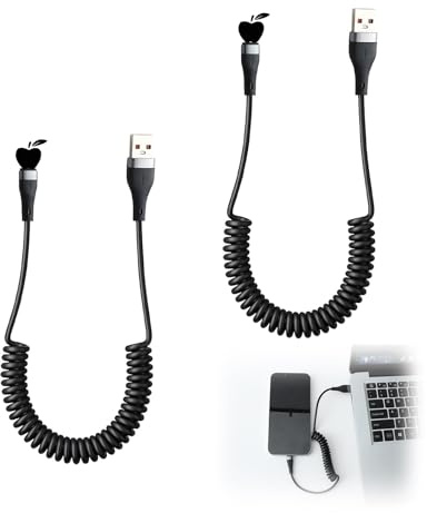 Lot de 2 câbles de charge USB spiralés compatibles avec iPhone, interface 8 broches, certifiés MFi, compatibles avec les modèles 14, 13, 12, 11 Pro Max, XR, iPad et AirPods