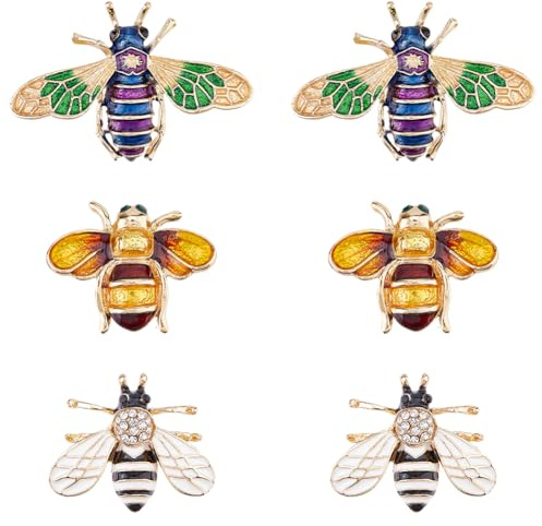 SUPERFINDINGS 6 Pièces 3 Styles Broche Abeille En Alliage Et Émail à Thème Insecte Épingles De Revers En Métal Doré Broche Animale Pour Cadeau de La Fête Des Mères Saint Valentin Veste Robe