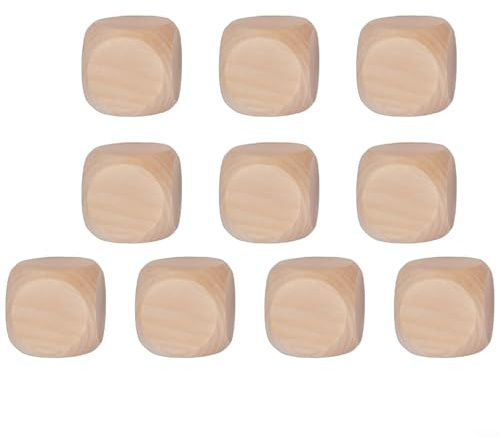 Set di 10 dadi in legno grezzo per lavori fai da te, ideali per lo sviluppo di giochi personalizzati (50 mm)