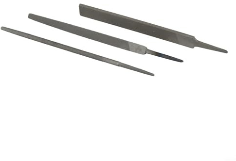 babominimer Set di 3 lime a mano in acciaio da 150 mm, dentate medie per lavorazione dei metalli e levigatura del legno, forme piatte rotonde triangolari senza manico, in lega di acciaio durevole