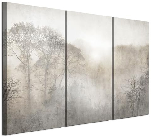 LUMASOUL Cuadros Decoracion Salon Modernos 3 Pieza - Decoración Pared Natura Motivo - Cuadros Decorativos con marcos de madera y telares Salón y dormitorio - 90x60 cm