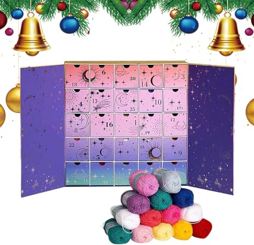 Adventskalender aus Wolle Weihnachten 2025, 25 Tage Zubehör, Häkeln, Adventskalender Stricken mit Countdown | Für Damen, leidenschaftliche Mütter, Winterprojekte, Freizeit, tägliche Aktivitäten