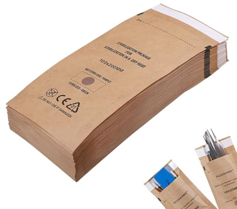 YAZWUR 100 Pezzi Sacchetti di Sterilizzazione Autosigillanti per Cosmetici e Strumenti per Unghie (75 x 150 mm)