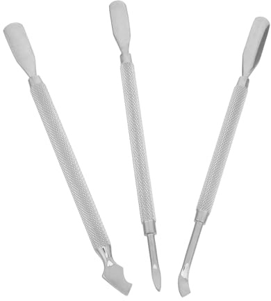 HONITANO 3 Piezas Herramienta Profesional para Cutículas de Acero Inoxidable Empujador Doble Cabeza y Removedor Limpiador y Cortador de Uñas para Manicura y Pedicura Plata