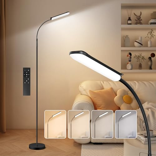 FRIDEKO HOME LED Floor Lamp 18W 1800LM Dimmable Reading Standing Lamp,Black