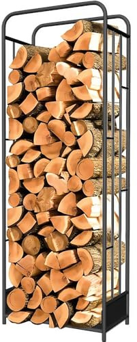 Étagère à bois de chauffage en acier robuste – Grand support pour bûches d'intérieur et d'extérieur pour cheminée, patio, jardin et garage – Solution de rangement pour bois de chauffage
