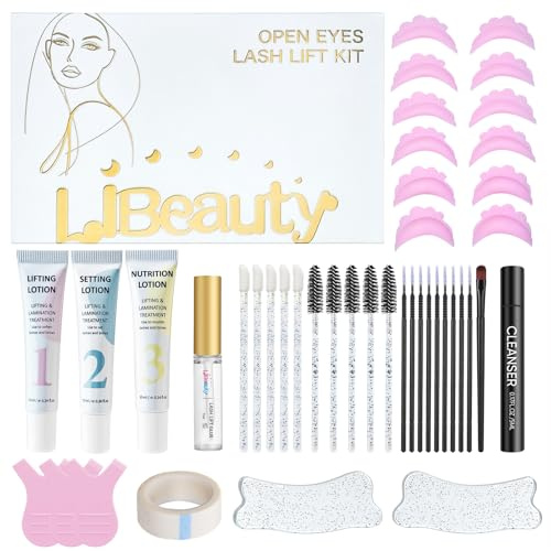 Libeauty Kit Rehaussement de Cils & Kit Brow Lift Sourcils – Lash Lift Kit Coréen avec Open-Eye Pads, Rehaussement des Cils Facile à la Maison ou en Salon, Outils Inclus pour DIY