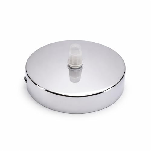 PUNTO ES LIGHTING Takrosett i metall för upphängning – takskydd för ljuspunkt med stålmonteringssats (1, krom, 100 x 25 mm)