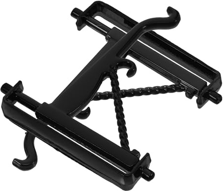 SUPVOX Miniature Hook Brackets: 2Pcs Aluminium Alloy Dollhouse Hooks for Hanging Basket Mini Plant Hanger and Light Black Small House Decoration Accessory