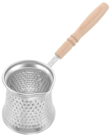 PRETYZOOM Cafetera para Café Árabe 350ml, Cafetera Turca de Cobre con Mango de Madera, Color Plata, Resistente al Calor, para Cocina y Oficina, Tecnología de Arena
