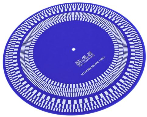 Aramox Tapis de Disque Stroboscopique en Acrylique, Disque d'étalonnage de Plateau Tournant de 12 Pouces pour 33 1 3 45 78 TR/Min, Contrôle de la Vitesse, Alignement de la Cartouche pour la (Blue)