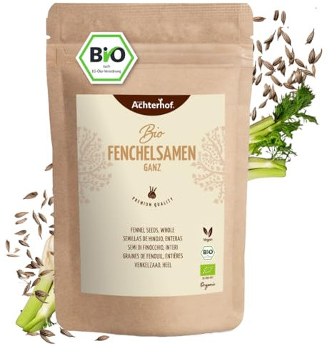 Semi di finocchio interi biologici 500g | semi di finocchio biologici | tisana al finocchio | gusto dolce e delicato | ideale per preparare primi piatti, sformati e tisane riscaldanti | vom Achterhof