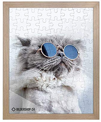 Bildershop-24 Puzzlerahmen RahmBig für Puzzle ca. 500-1000 Teile 50x70cm 70x50cm Eiche Natur mit Acrylglas