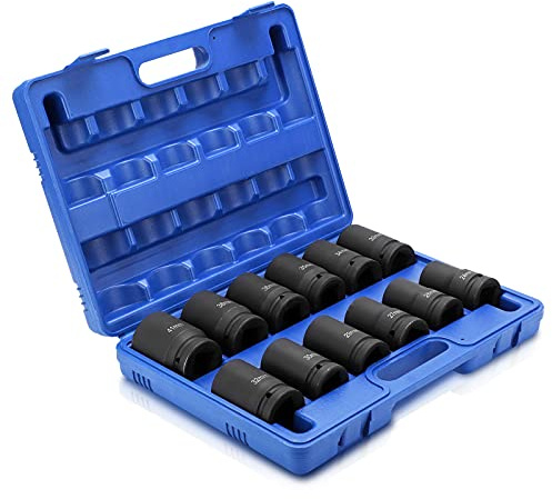 Cocoarm Schlagschrauber Steckschlüssel-Satz, 12-teilig, Antriebswellen-Nüsse, 24-41mm, Chrom-Vanadium