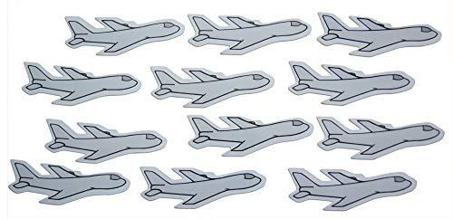 Novel Merk Airplane Small Gray Plane Refrigerator Magnets Set for Party Favors & Carnival Prizes Miniature Design (12 Pieces)