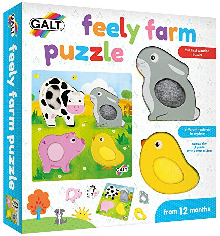 Galt Toys, Feely Farm Puzzle, Wooden Puzzle for Toddlers, Ages 12 Months Plus