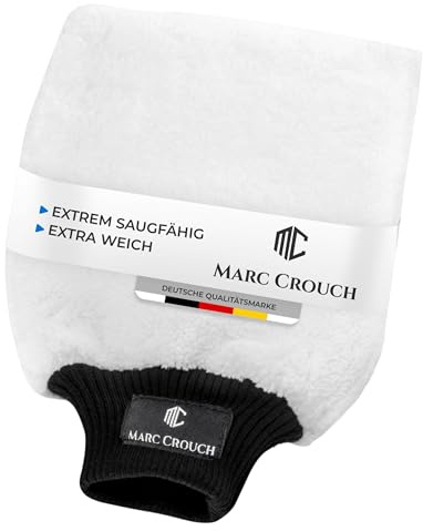 Marc Crouch® - Premium Mikrofaser Auto Waschhandschuh - ultimativer Halt Dank 4 Innenlaschen & Umhängeschlaufe - Autowaschhandschuh extra saugstark - Handschuh lackschonend für Nassreinigung
