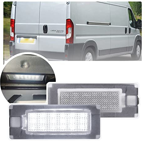 LED Nummernschildleuchten Lampe kompatibel mit Fi/at Ducato Bus Kasten | Jumper Bus/Kastenwagen 2006-2025, 2Pcs, 7000K Xenonweiß, 18-LED, CANbus-fehlerfrei