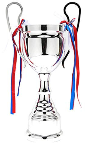 LSJ Trofeo in metallo, trofeo creativo, trofeo da basket, trofeo personalizzato per le vacanze (colore argento, dimensioni: 52 cm)