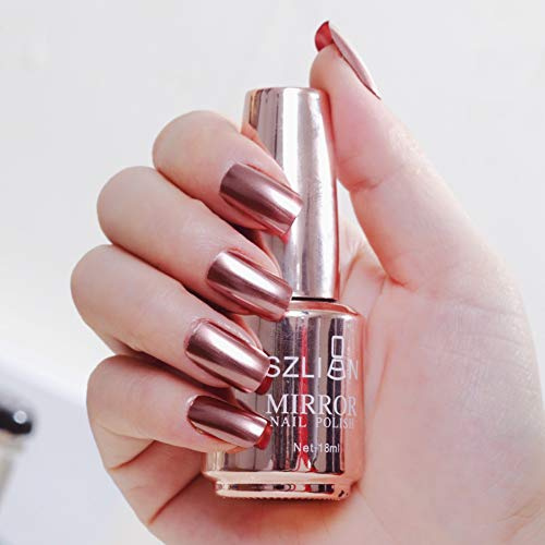 Allbestaye 18ml Polish Mirror Nail Polish, Varnishes Metallic Mirror Glitter Nail 16 Colors