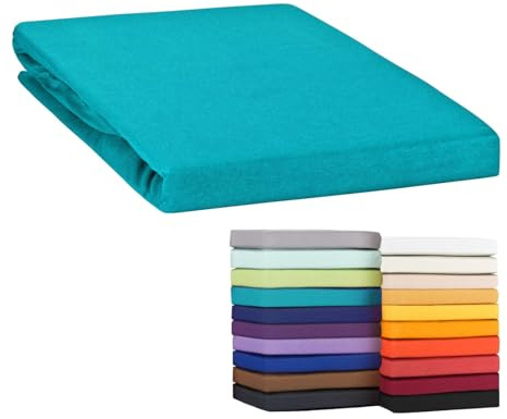 Moon - Lenzuolo con angoli elasticizzati, 140 x 200 - 160 x 220 cm, jersey 100% cotone (Petrol)