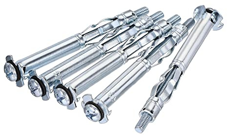 sourcing map M4x60mm Hollow Drive Wall Bolt Screws Zinc Plated Steel for Drywall, Plaster and Tile 10pcs