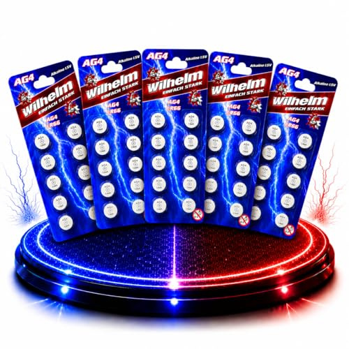 Wilhelm AG4 Alkaline Knopfzellen 1,5 V (LR66, L626, 377, GP77A) – 50 Stück