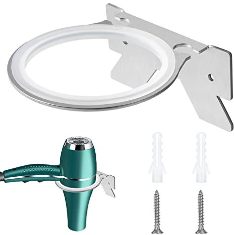 QIMEI-SHOP Porta Asciugacapelli a Muro Supporto per Asciugacapelli Acciaio Inossidabile Mensola di Asciugacapelli per Bagno Camera da Letto Barbiere