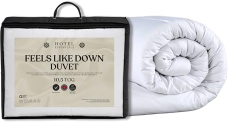 Hotel Essentials Soft Touch Feels Like Down Anti-Allergy 10.5 Tog All Season King Duvet – Hypoallergenic Breathable Microfibre Cover with lightweight Hollowfibre Filling Bedding Quilt – White