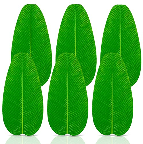 BITEFU 6 Grandes Feuilles de Banane Artificielles Feuilles Tropicales | Vert Feuille de Banane pour Hawaïenne Luau Party à la Maison, Cuisine, Mariage, Décoration de la Maison