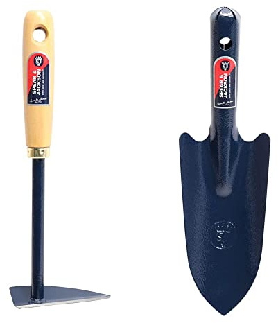 Spear & Jackson 50586 Mini Désherbinet Manche Bois & 50011 Transplantoir Tout Acier