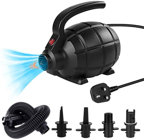 PPXIA Electric Air Pump Portable Air Track Pump, Quick-Fill Inflator Deflator with 4 Sizes Nozzle for Inflatables Mattress/Bed, Paddle Board, Gymnastics Mat