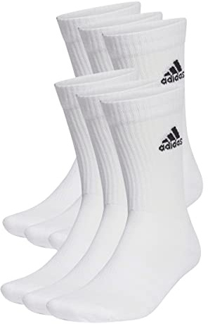 adidas Unisex Cushioned Sportswear Crew Socks 6 Pairs, White / Black, 46-48