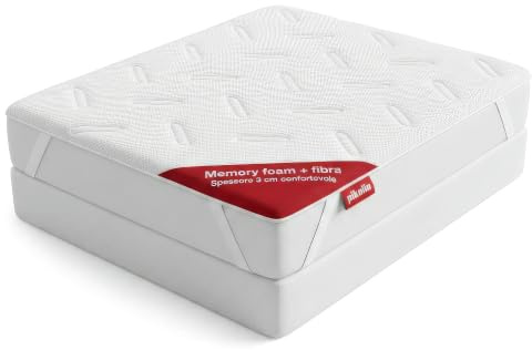 PIKOLIN Surmatelas 160 x 200 cm Épaisseur 3 cm en Mousse à Mémoire de Forme Matelassé - Doux et Respirant - Soulagement Les Tensions Musculaires