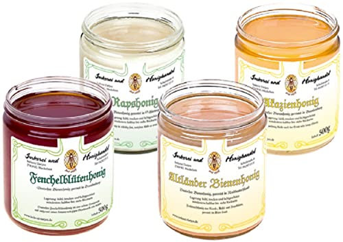 4x 500g Honig – regionaler Genuss | Probierset | Geschenkset – naturbelassen und roh zum Kennenlernen (deutscher Honig von Imkerei Nordheide)