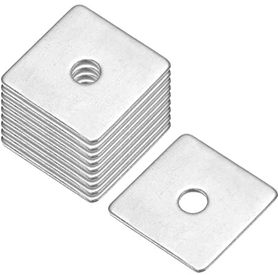 sourcing map Arandelas cuadradas, 10 unidades M4 x 20 x 20 x 1 mm, acero inoxidable 304, junta espaciadora de almohadilla plana para cierre de hardware