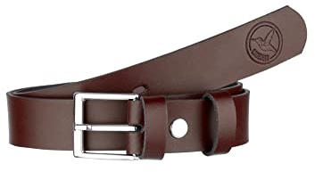 Ladeheid Kinder Gürtel Ledergürtel Mode Accessoire für Kinder Jungen Gürtel mit Schnalle 2,5 cm Breit K1D5 (Braun/Logo-1, 55 cm (Gesamtlänge 74 cm))