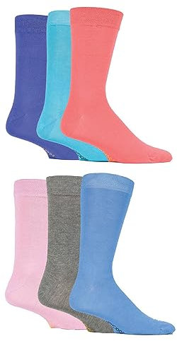 SockShop Mens Bright Colour Burst Soft Cooling and Breathable Bamboo Socks with Smooth Toe Seams in a 6 Pair Multipack for Everyday Wear Pastel Mix 7-11