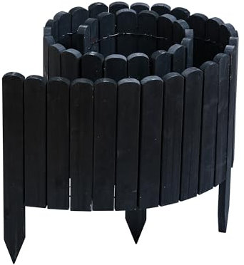 Gartenwelt Riegelsberger Rullbräda antracit längd 203 cm stakethöjd 30 cm, trästaket, klippkant, gräskant, gran