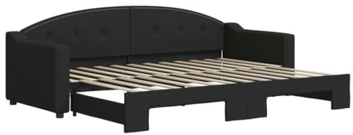 vidaXL Tagesbett, Ausziehbar Schlafsofa mit Lattenrost, Bettsofa Gästebett für Schlafzimmer Wohnzimmer, Sofa Bett Ausziehbett, Schwarz 80x200 cm Stoff