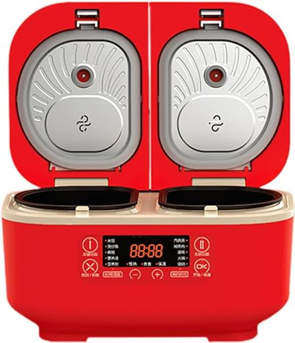 HDCCDM Cuociriso Elettrico Professionale, Cuociriso Multifunzione Integrato Interno Domestico, 1,5L+1,5L, Appuntamento 12H, Controllo Preciso della Temperatura a Doppio Senso