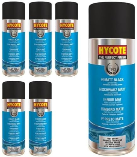 Hycote Matt Black Spray Paint, 400ml (Pack of 6)