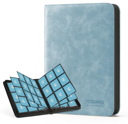 TCGUARD Trading Card Binder, 9 Side Loading Pocket Card Album Hold Up to 540, Zipper Binder for Collection, TCG Holder for Sports, Yugioh, MTG etc. (Sky Blue 9)