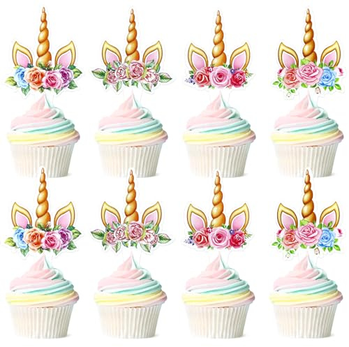 Blumomon 28Pcs Unicorn Cupcake Toppers Unicorn Horse Cupcake Picks for Baby Shower Birthday Wedding Engagement Bridal Shower Party Cake Decorations Supplies