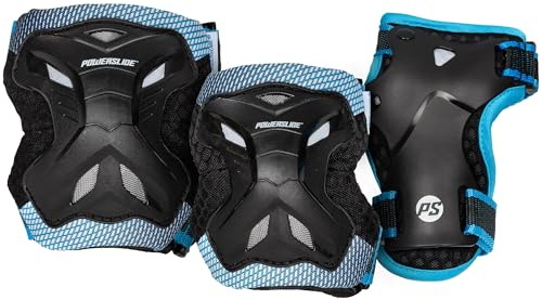 Powerslide Schützer Set, Kids Pro Boys in Schwarz/Blau für Inline Skates, Roller Skates und Skateboards, Protection, Art. nr.: 906029